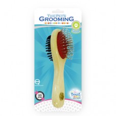 111081 - ESCOVA DUPLA MADEIRA CERDAS BOLINHAS MED